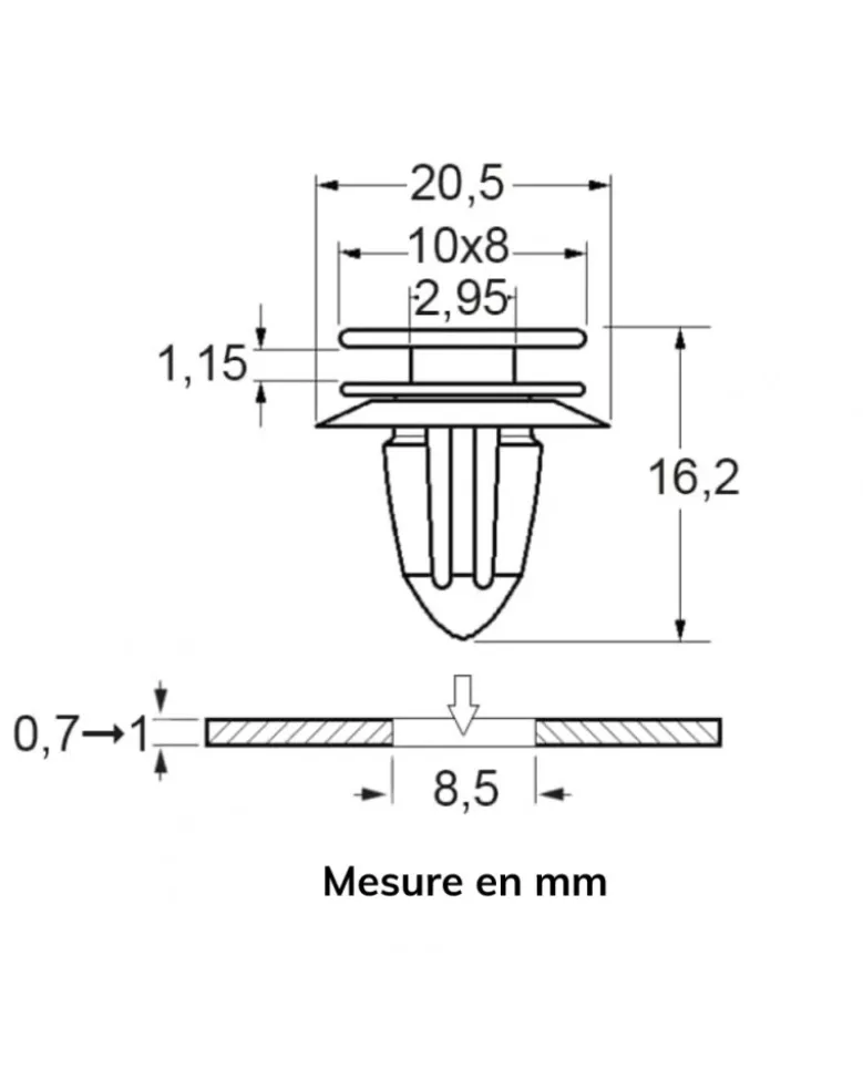 Agrafe de Moulure, Ceinture de Caisse, 8,5 mm, 8 pcs - Restagraf