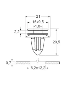 Agrafe de moulure 6,2 x 12,2 mm ceinture de caisse, x10 - Restagraf
