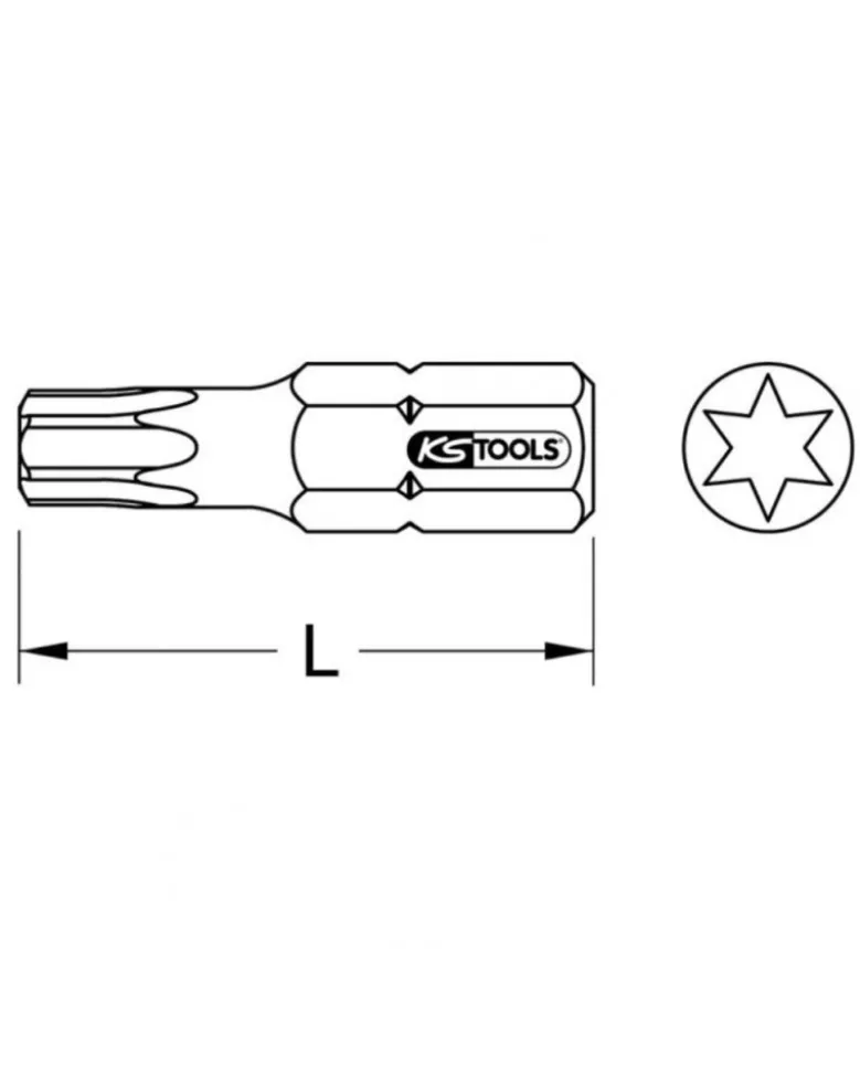 Boîte de 5 embouts de vissage TORX®, L.25 mm, 1/4'', T30 - KS TOOLS