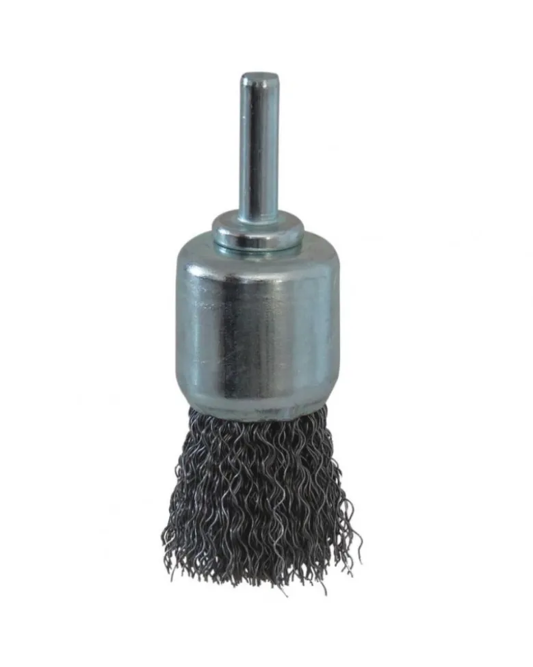 Brosse pinceau, fil acier ondulé 25mm, tige 6mm – Sodise