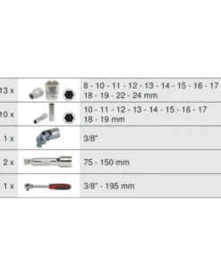 Coffret douilles et accessoires ULTIMATE, ⅜”, 27pcs - Kstools