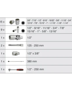 Coffret douilles et accessoires ULTIMATE, 1/2”, 30pcs - Kstools