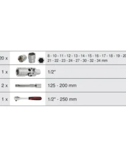 Coffret douilles et accessoires ULTIMATE, ½”, 24pcs - Kstools