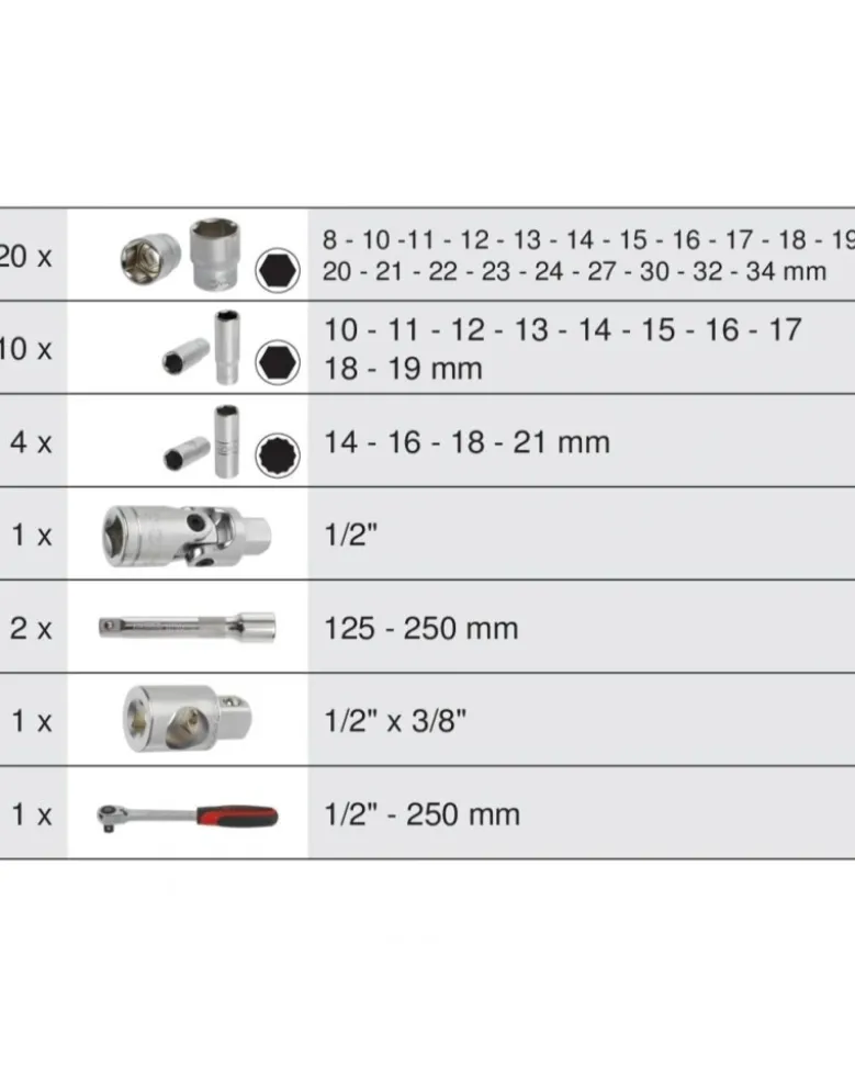 Coffret douilles et accessoires ULTIMATE, ½", 39pcs - Kstools