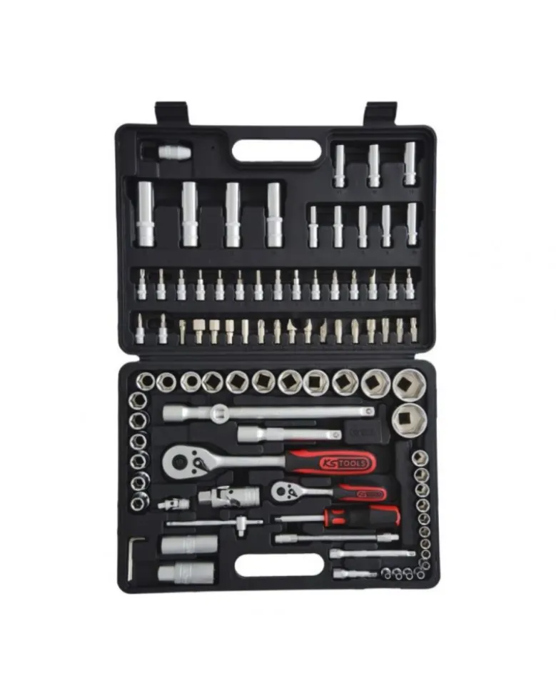 Coffret à douilles, F6 1/4" - 1/2", chromemat, 94 pcs (911.0694) - KS Tools