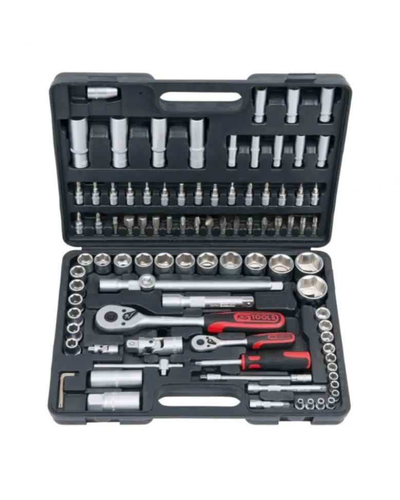 Coffret à douilles, F6 1/4" - 1/2", chromemat, 94 pcs (911.0694) - KS Tools
