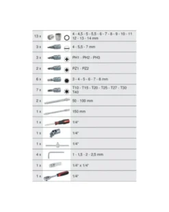Coffret à douilles, F6 et accessoires 1/4", 46 pcs (911.0646) - KS Tools