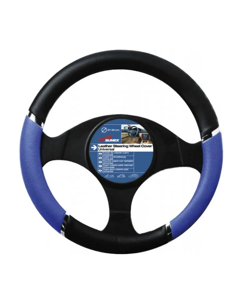 Couvre volant PVC speed bleu-noir - Car +