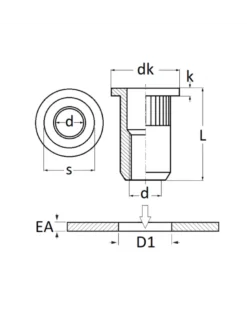 Écrou à sertir, M8-1.25, 0.5-3 mm, 20pcs - Restagraf