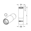 Douille à bougie spéciale à parois fines, 14 mm KSTOOLS