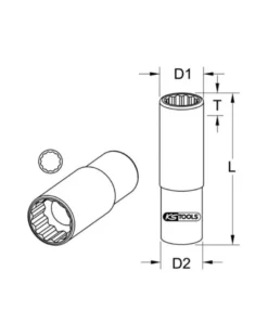 Douille à bougie spéciale à parois fines, 14 mm KSTOOLS