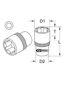 Douille 6 pans ULTIMATE 1/4'', 3/8'' (922.1517) - KS TOOLS
