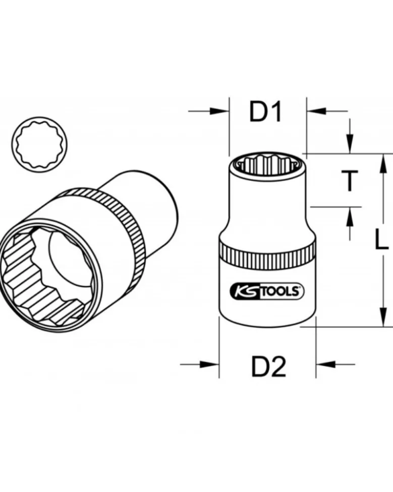 Douille 12 pans ULTIMATE® 1/2'', 8 mm (922.1608) - KS TOOLS