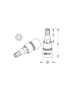 Douille tournevis percé, ULTIMATE® TORX®, ¼”, L.37, T30, (922.1498) - KS TOOLS