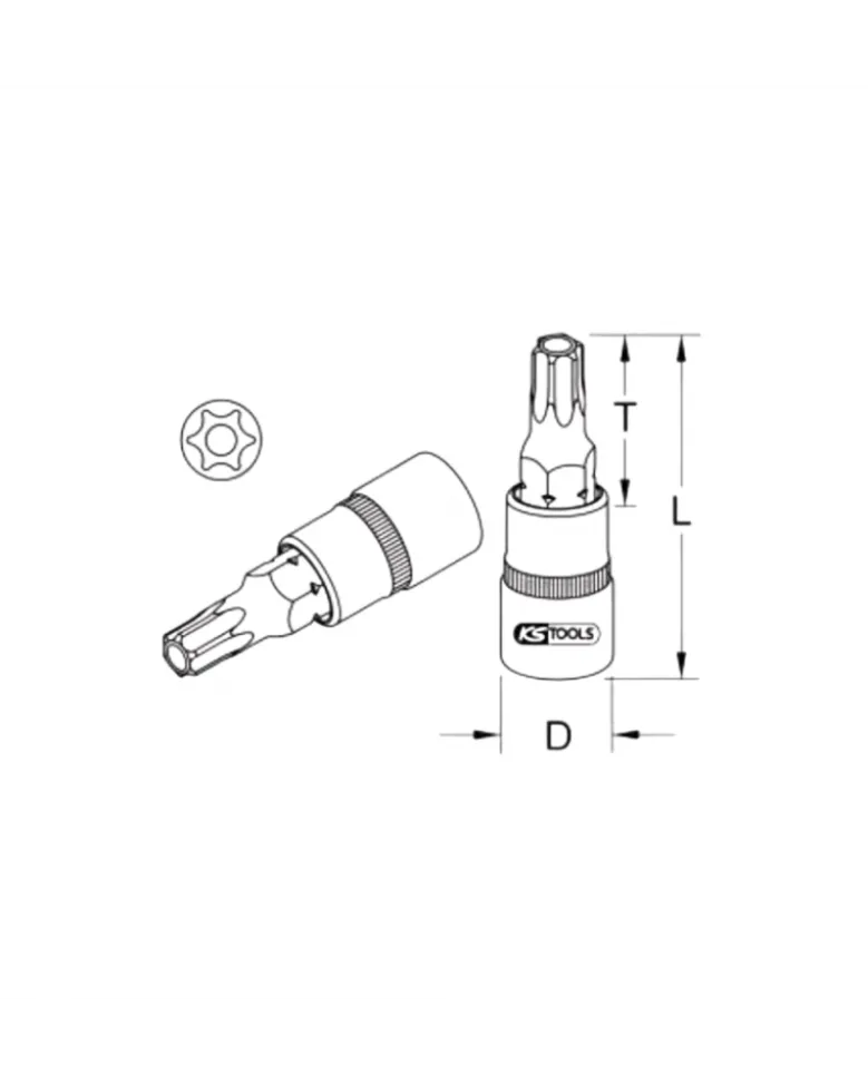 Douille tournevis percé, ULTIMATE® TORX®, ¼”, L.37, T30, (922.1498) - KS TOOLS