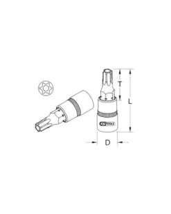 Douille tournevis percé, ULTIMATE® TORX®, ¼”, L.37, T27, (922.1496) - KS TOOLS