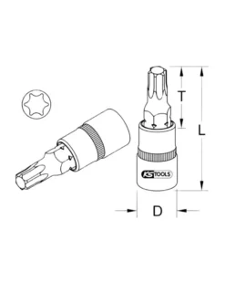 Douille tournevis, ULTIMATE TORX®, ¼”, L.37 mm, T9 (922.1578) - KS TOOLS