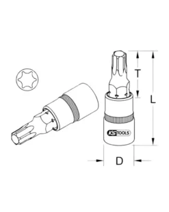 Douille tournevis, ULTIMATE TORX®, ¼”, L.37 mm, T8 (922.1577) - KS TOOLS