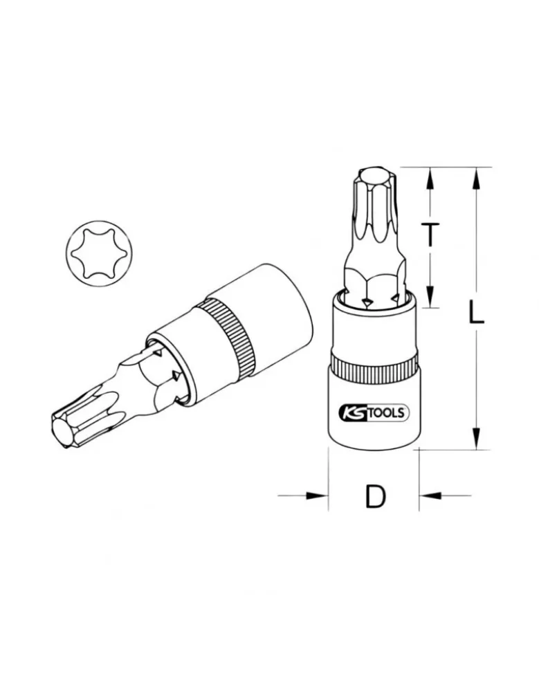 Douille tournevis, ULTIMATE TORX®, ¼”, L.37 mm, T27 (922.1483) - KS TOOLS