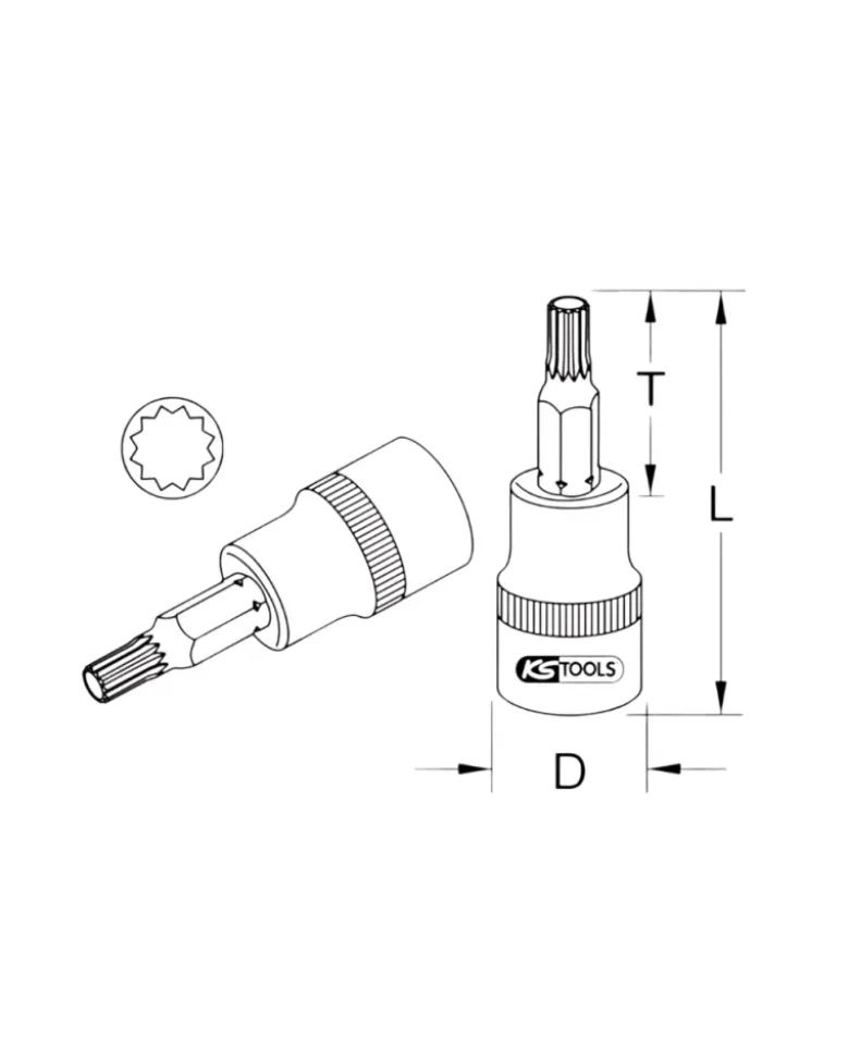 Douille tournevis, ULTIMATE® XZN®, 1/4'', L.37 mm, M8 (922.1445) - KS TOOLS