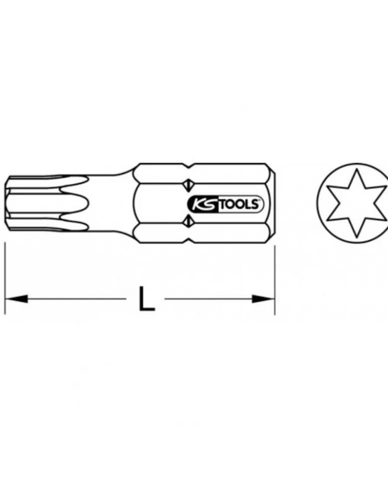 Embout de vissage TORX®, L.30 mm, 5/16'', T45, - KS TOOLS
