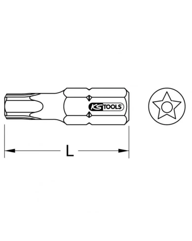 Embout tournevis TORX®, 5 pans percé , TS20, L.30 mm - KS TOOLS