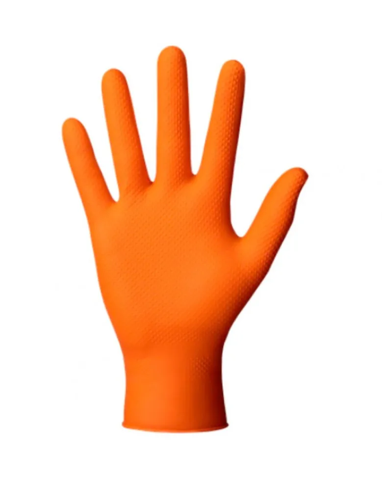 Gants nitrile non poudrés, taille L , boîte de 50, orange - MERCATOR