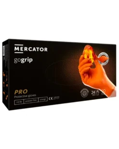 Gants nitrile non poudrés, taille L , boîte de 50, orange - MERCATOR
