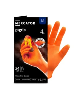 Gants nitrile, orange, taille M, x4 - MERCATOR