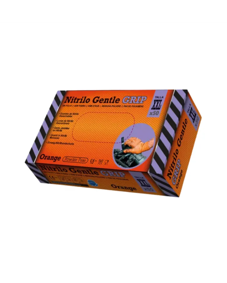 Gants nitrile, orange, taille XXL, x50 - Rubberex