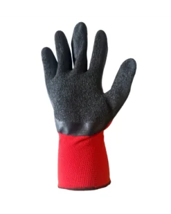 Gants polyester, taille L, rouge et noir, 12 paires - Mercator