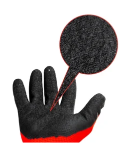 Gants polyester, taille XL, rouge et noir, 12 paires - Mercator