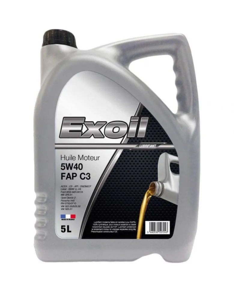 Huile moteur, 5w40 FAP C3, 5L - Exoil