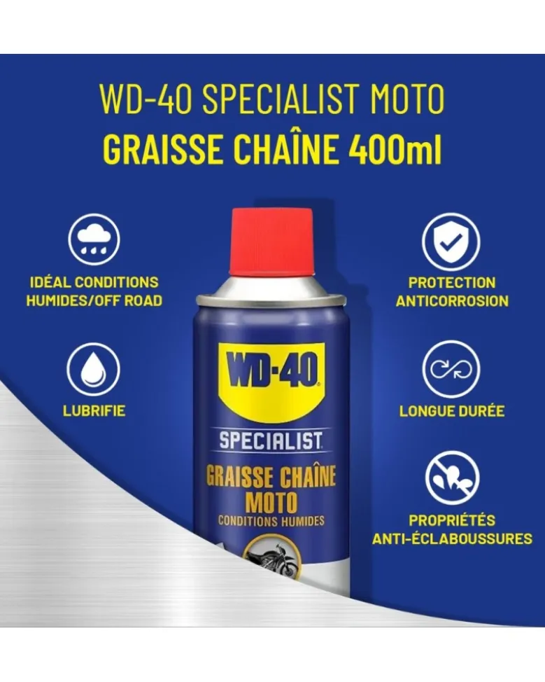 Kit entretien chaîne moto (brosse incluse) - WD40