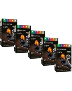 Lot de 5 boites Gants nitrile, noir, taille M, x100 - Mercator