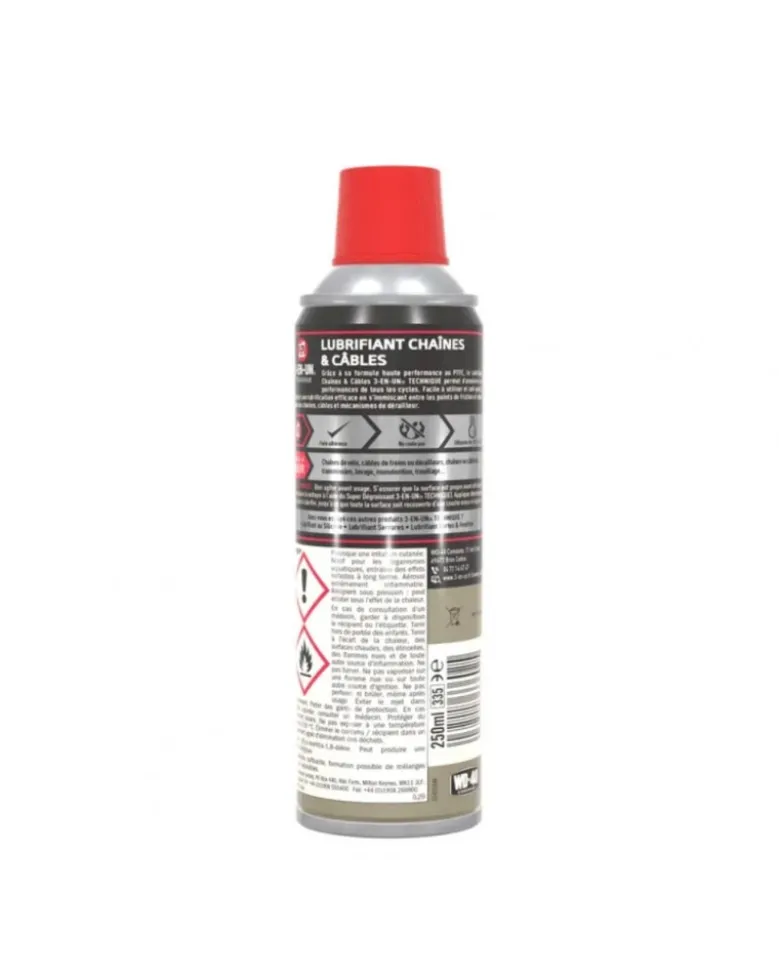 Lubrifiant chaînes et câbles, 250 ml - 3-EN-UN