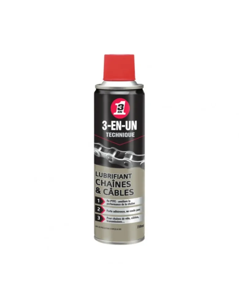 Lubrifiant chaînes et câbles, 250 ml - 3-EN-UN