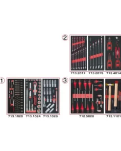 Module outils pour servante, 3 tiroirs, 158pcs - Kstools
