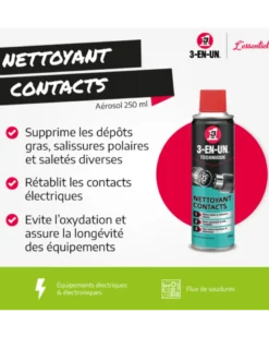 Nettoyant contacts électriques, 250 ml - 3-EN-UN