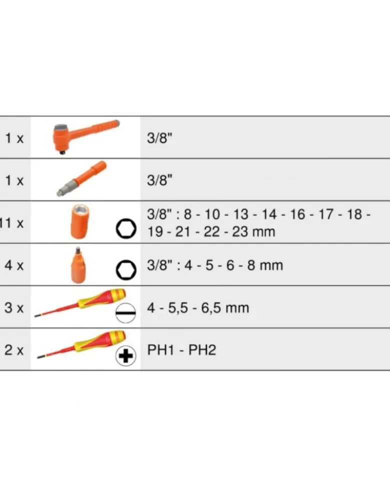 Outils isolés, pour véhicules électriques ou hybrides, 22 pcs - Kstools