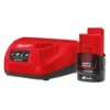 Pack milwaukee M12, batterie 2.0 Ah et chargeur 12v