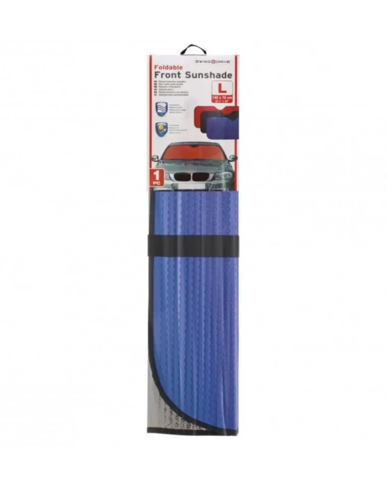 Pare-soleil voiture frontal, bleu, taille L 145x70cm - SWISSDRIVE