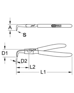 Pince à circlips, extérieur coudée, 90°, L.125mm, (119.2052) - KS Tools