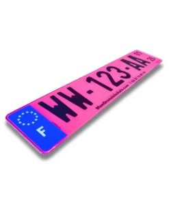 Plaque d'immatriculation provisoire, WW et W, rose, voiture, Homologuée - Mon Grossiste Auto