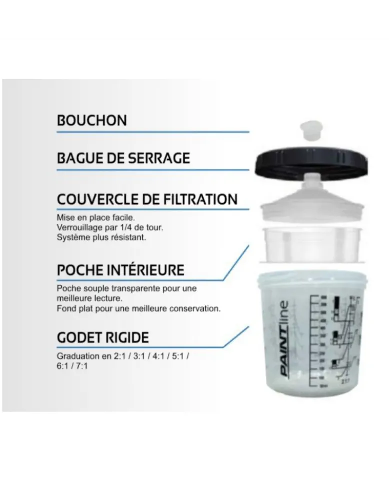 Poche peinture jetable, pistolet à peinture, 600ml, x50 - Dialann