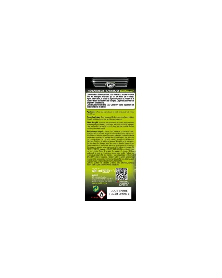 Renovateur Plastiques Mat odeur voiture neuve (400 ml) - GS27