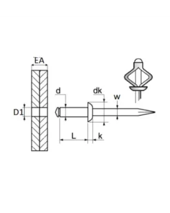 Rivet expansé, alu, ø7.5 x 30 mm, 6pcs - Restagraf