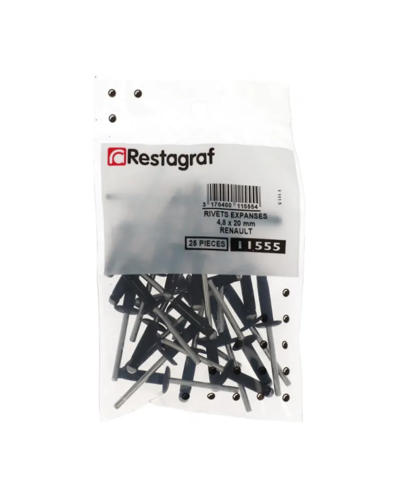 Rivet expansé, noir, ø4.8 x 19.8 mm, 25pcs - Restagraf