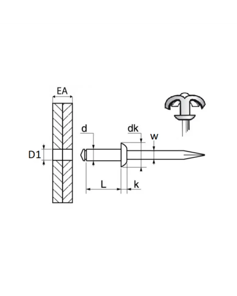 Rivet épanoui, alu, ø4.8 mm x 20 mm, x48 - Restagraf