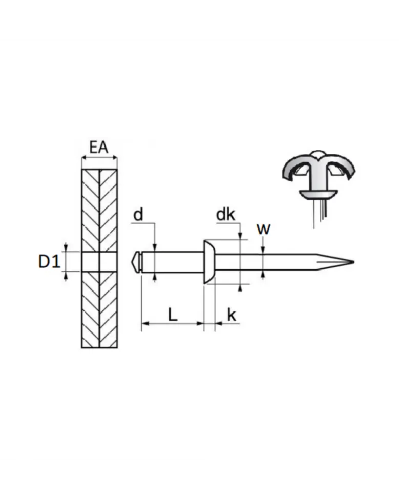 Rivet épanoui, alu, ø4.8 mm x 30 mm, x38 - Restagraf